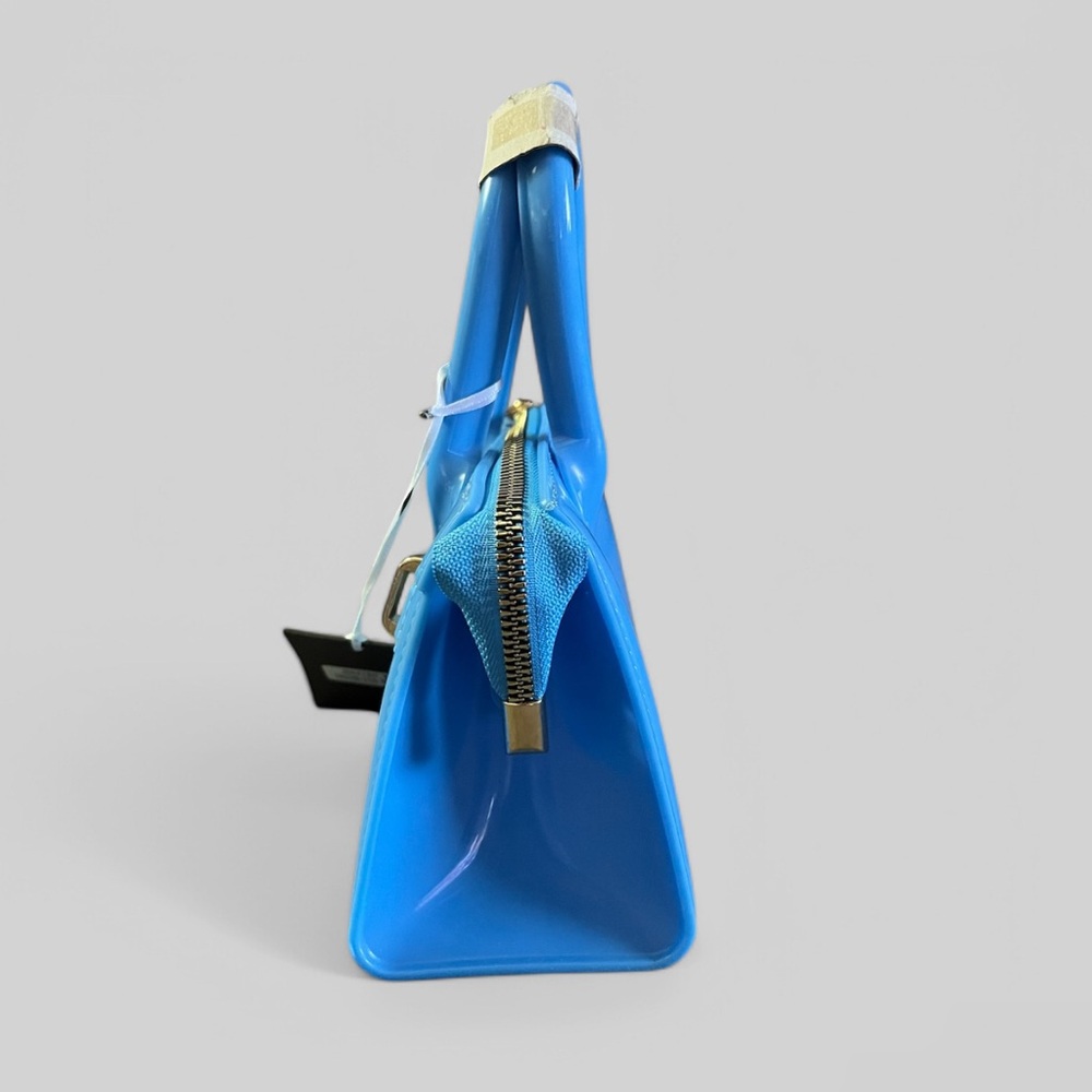 NWT Deluxity Small Jelly Blue Satchel Crossbody Gold Tone Hardware & Hand Bag - Picture 4 of 7